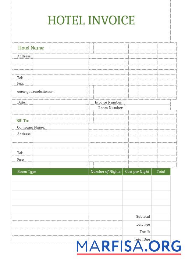 Realistic Sample Hotel Invoice Template